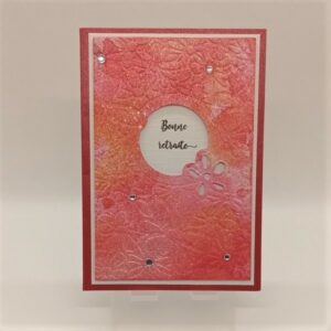 carte-retraite-rouge-et-papier-aquarelle-encre-nacree-embossage-fleuri-Bonne-retraite