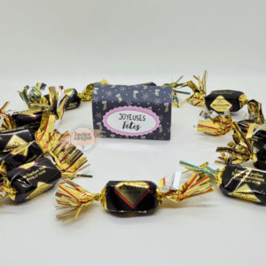 boîte postale rose pastel & argent Chaleur de Noël - vue de face