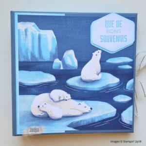 Album photos ours polaire Que de bons souvenirs – couverture bleue décorée d’ours blancs