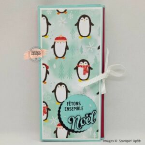 Couverture de l’album photos Fêtons ensemble Noël avec pingouins et ruban blanc