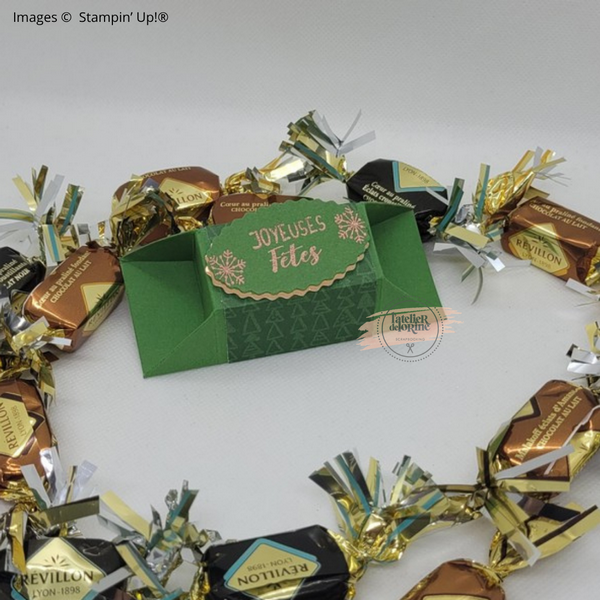 Lingot d’or Sapin Vert & Cuivre Joyeuses Fêtes – vue de face