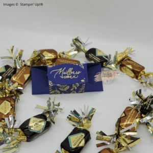 Lingot d’or bleu nuit et feuillages d’or – Meilleurs Vœux, vue de face