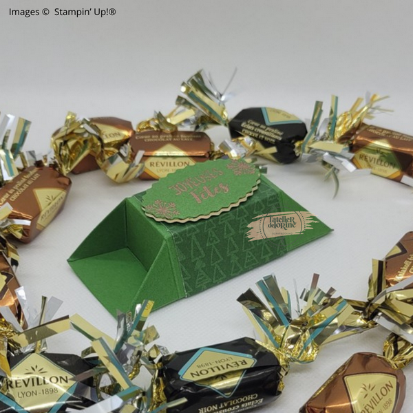 Lingot d’or Sapin Vert & Cuivre Joyeuses Fêtes – vue de côté