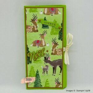 Couverture de l’album photos Rennes joyeux avec motifs de rennes et ruban crème