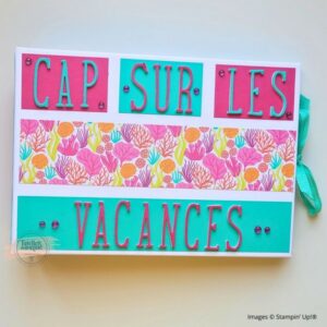 Album photos vacances Cap sur les Vacances – couverture colorée coraux et titre en relief