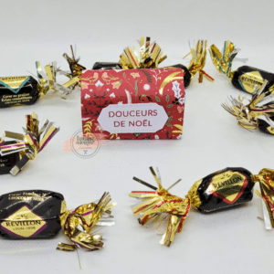 boîte postale Douceurs de Noël – coffret gourmand rouge et doré vue de face