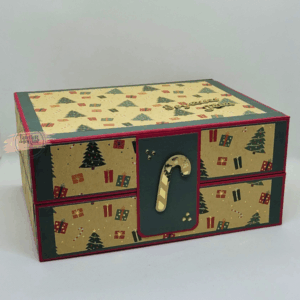 Coffret cadeau Noël XXL Joyeuses Fêtes fermé – création artisanale rouge et dorée