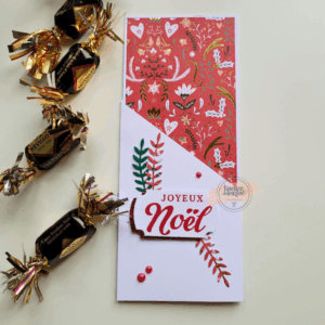 range-couverts Joyeux Noël rouge et doré – décoration artisanale de table